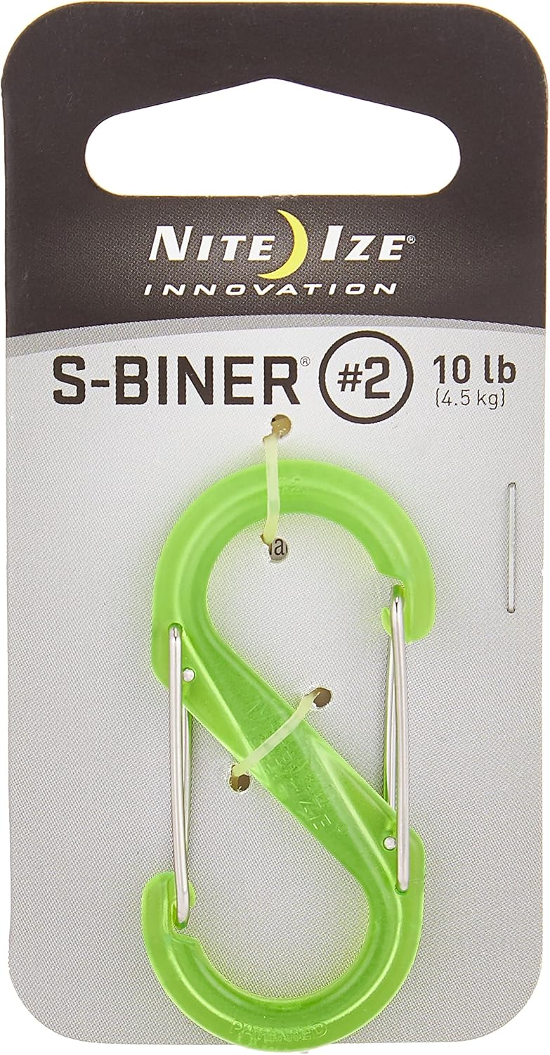 Nite Ize S-Biner Size-2 Dual Carabiner, Strong Plastic, Transparent Lime