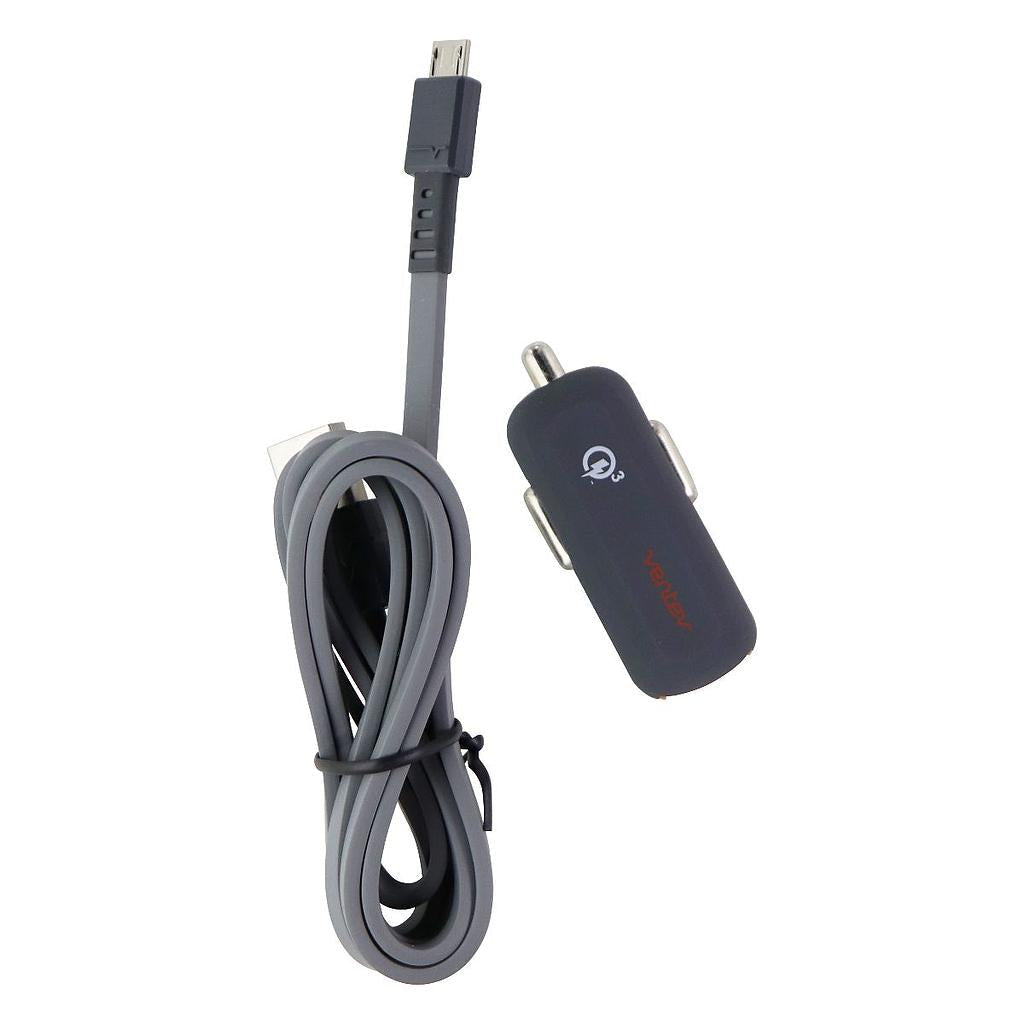 Ventev Dashport Rq1300 Mini Qc 3.0 Car Adapter W/ (3.3ft) Micro-Usb Cable Gray