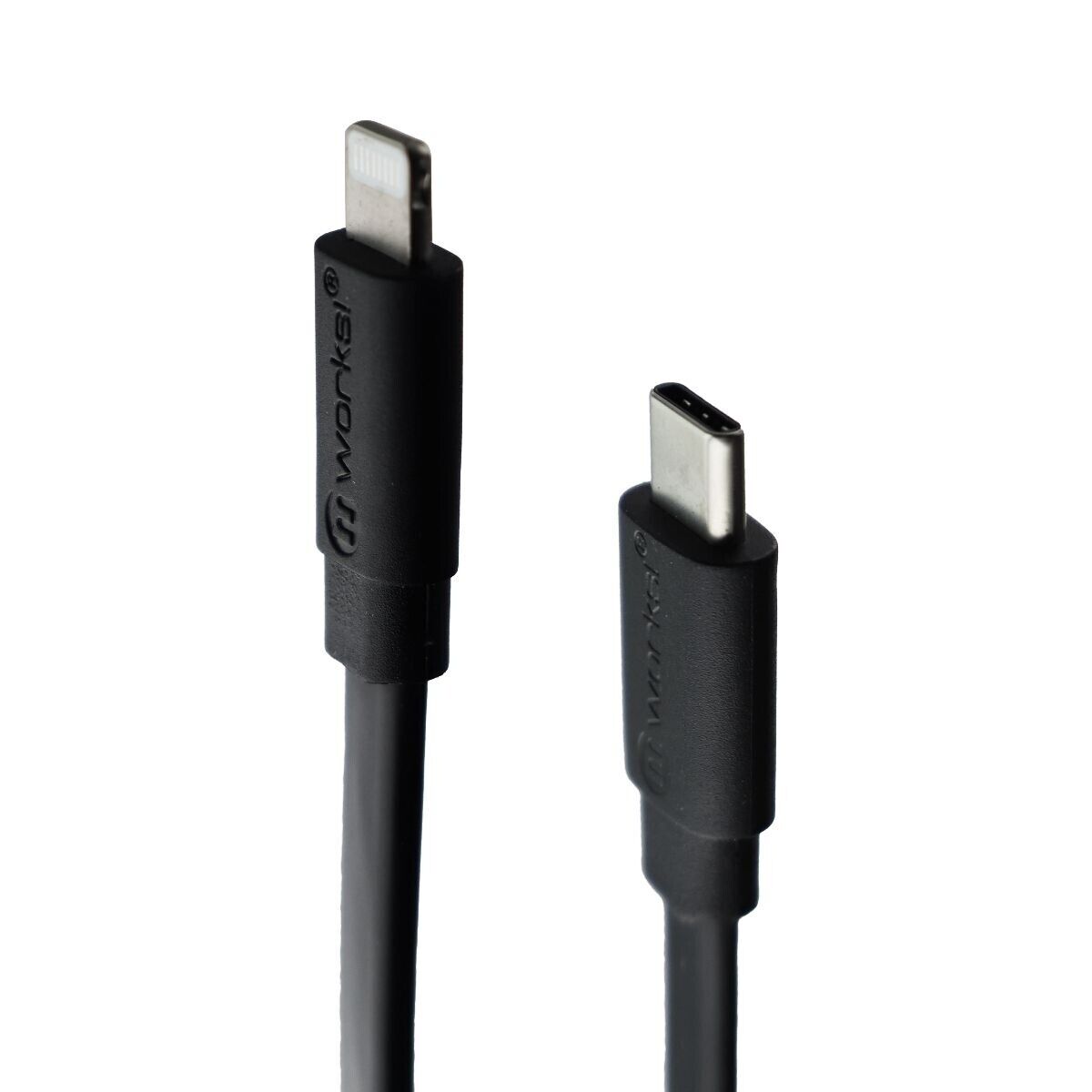 Mworks! Mpower! Flat Usb-C To Lightning 8-Pin Cable For Iphone/Ipad Black