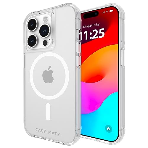 Case-Mate Tough Iphone 15 Pro Case Clear [12ft Drop Protection] [Compatible With Magsafe] Magnetic Phone Case For Iphone 15 Pro 6.1", Shockproof Cover With Anti Yellowing, Anti Scratch Tech