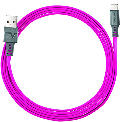 Ventev Chargesync Usb Cable | Type A-C, Designed To Support Connector C Devices, Transfer From Device To Most Pc Or Mac, Flat, Tangle-Free Cable, Supports Rapid Rate Charging Up To 3a | 6ft Pink