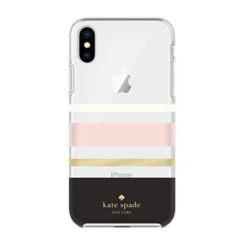 Kate Spade New York Protective Hardshell Case (1-Pc Comold) For Iphone Xs & Iphone X Charlotte Stripe Black/Cream/Blush/Gold Foil