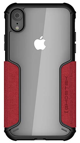 Ghostek Exec Leather Flip Card Holder Phone Case Designed For Iphone Xr 2018 (6.1 Inch) (Red)