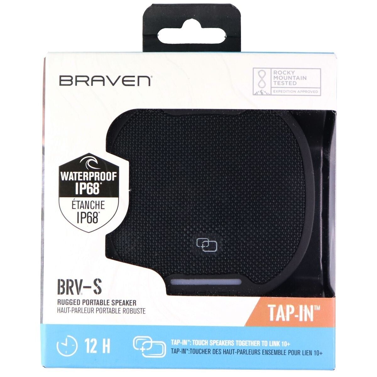 Braven Tap-In Brv-S Rugged Portable Bluetooth Speaker Black