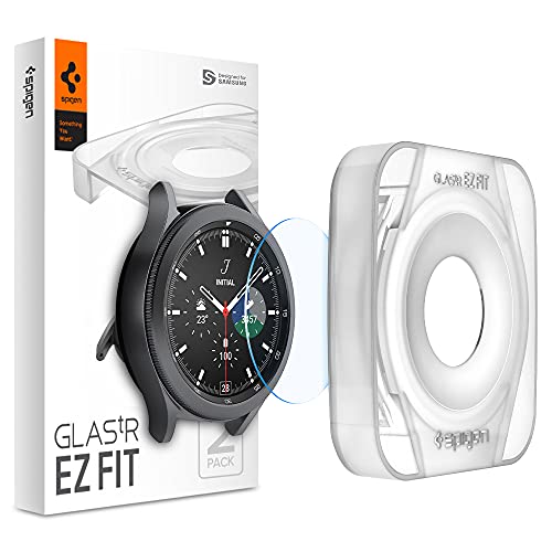 Spigen Tempered Glass Screen Protector [Glastr Ez Fit] Designed For Galaxy Watch 4 Classic (46mm) 2 Pack