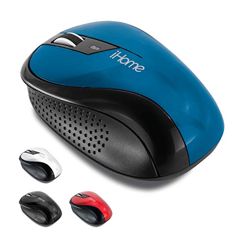 Ihome Ergonomic Wireless Desktop Mouse With Scroll Wheel And 2 Buttons (Mac And Pc Compatible) (Blue)