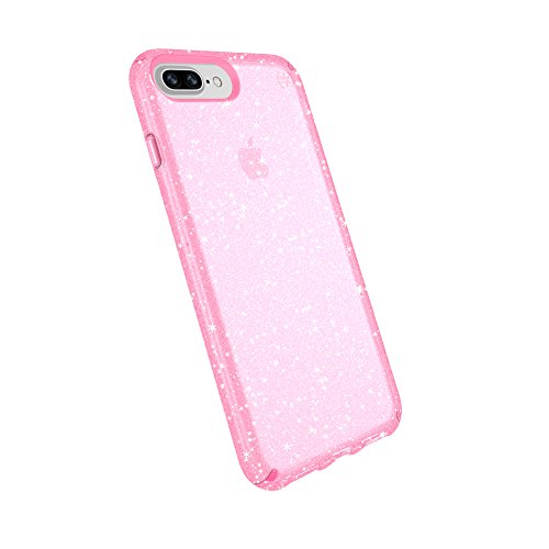 Speck Products Presidio Clear & Glitter Cell Phone Case For Iphone 8 Plus Bella Pink With Gold Glitter