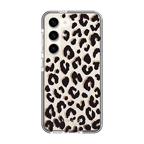 Kate Spade New York Defensive Hardshell Case Compatible With Samsung Galaxy S23 Black Cheetah Print