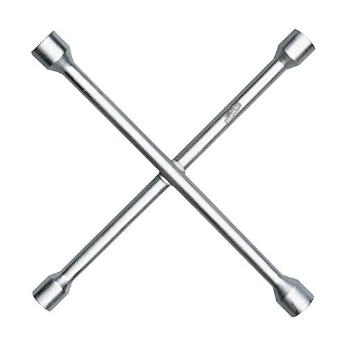 Armor All Chrome Lug Wrench, Tire Wheel Nut 4 Way 14"X14" Cross, 17mm, 19mm, 21mm, 22mm Sockets Metric Standard Universal