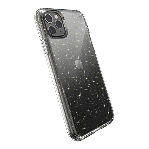 Speck Iphone 11 Pro Max Case Presidio Clear + Glitter Protective Ultra Thin Slim Hard Anti Scratch Cover, Clear/Gold Glitter (130027-5636)