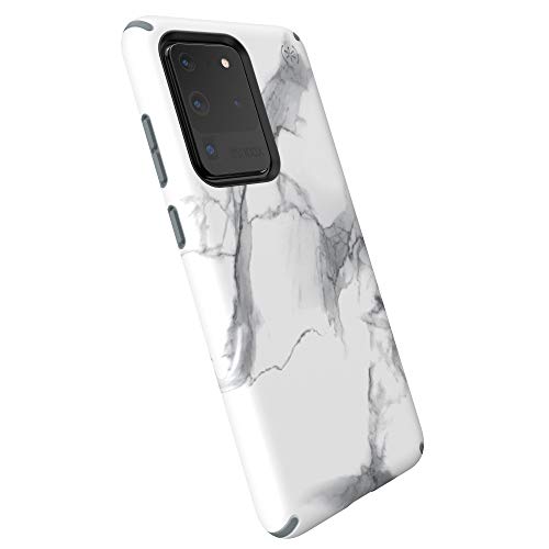 Speck Products Presidio Inked Samsung Galaxy S20 Ultra Case, Carraramarble Matte/Grey