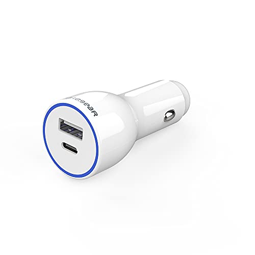 Puregearlightspeed 30w Dual Port Usb-A + Usb-C Pd Car Charger White