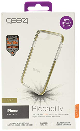 Gear4 Piccadilly Clear Case With Advanced Impact Protection [ Protected By D3o ], Slim, Tough Designed For New Iphone Se (2020) And Iphone 6/6s/7/8 – Gold