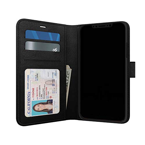 Skech Polo Book Clutch Wallet Cover With Detachable Protective Shockproof Inner Case And Stand For Iphone 11 Pro 5.8" [Wireless Charging Compatible] Black