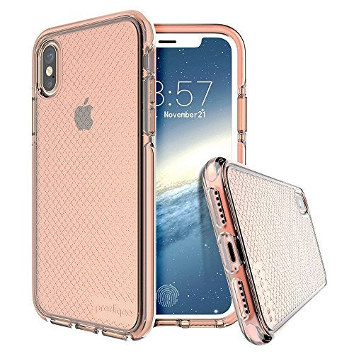 Prodigee [Safetee] Pink Rose For Iphone X (2017) Iphone Xs (2018) Case Clear Transparent Silver Shock Proof Cover