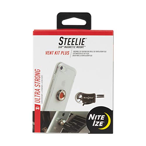 Nite Ize Steelie Vent Mount Kit Plus Magnetic Car Vent Mount For Smartphones With 2x Holding Power And Restickable Magnet Adapter