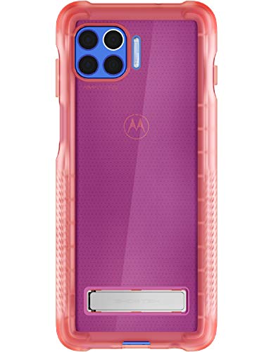 Ghostek Covert Clear Moto One 5g Case With Built-In Kickstand And Slim Grip Bumper Premium Durable Shockproof Phone Cover Wireless Charging Compatible For 2020 Motorola Moto One 5g (6.7 Inch) (Pink)