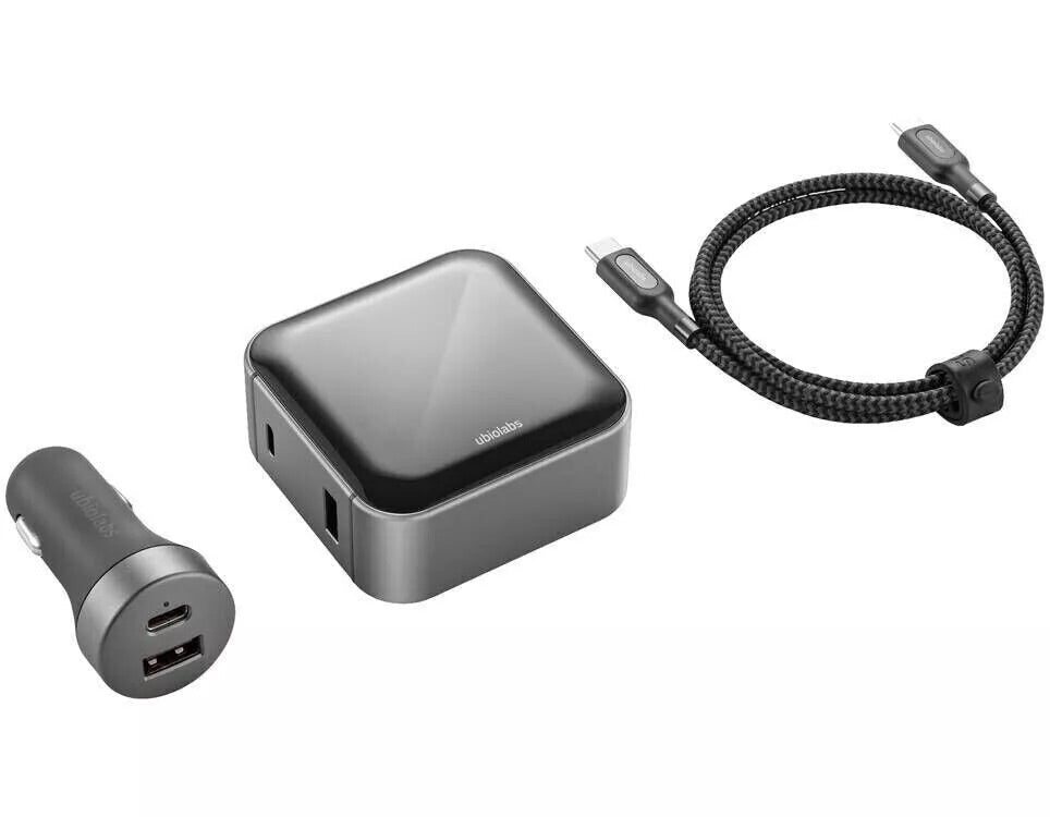 Ubiolabs Wall + Car Charger Bundle W/ Usb-C To Usb-C Cable