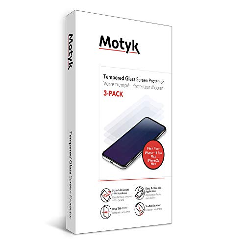 Motyk 3 Pack Tempered Glass Screen Protector For Iphone 11 Pro Max, Iphone Xs Max Case Friendly, Ultra-Thin, Scratch Resistant, 9h Hardness (Bonus Installation Kit)