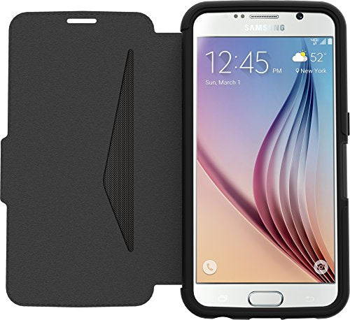 Otterbox Strada Series Leather Wallet Case For Samsung Galaxy S6 Retail Packaging New Minimalism (Black/Dark Grey/Black Leather)