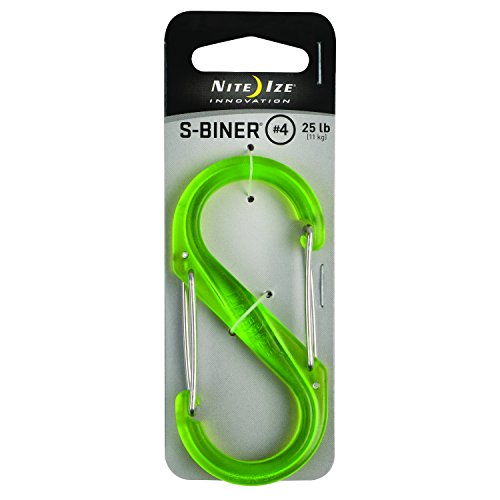 Nite Ize S-Biner Plastic Size-4 Double-Gated Carabiner, Lightweight Yet Strong, Transparent Lime