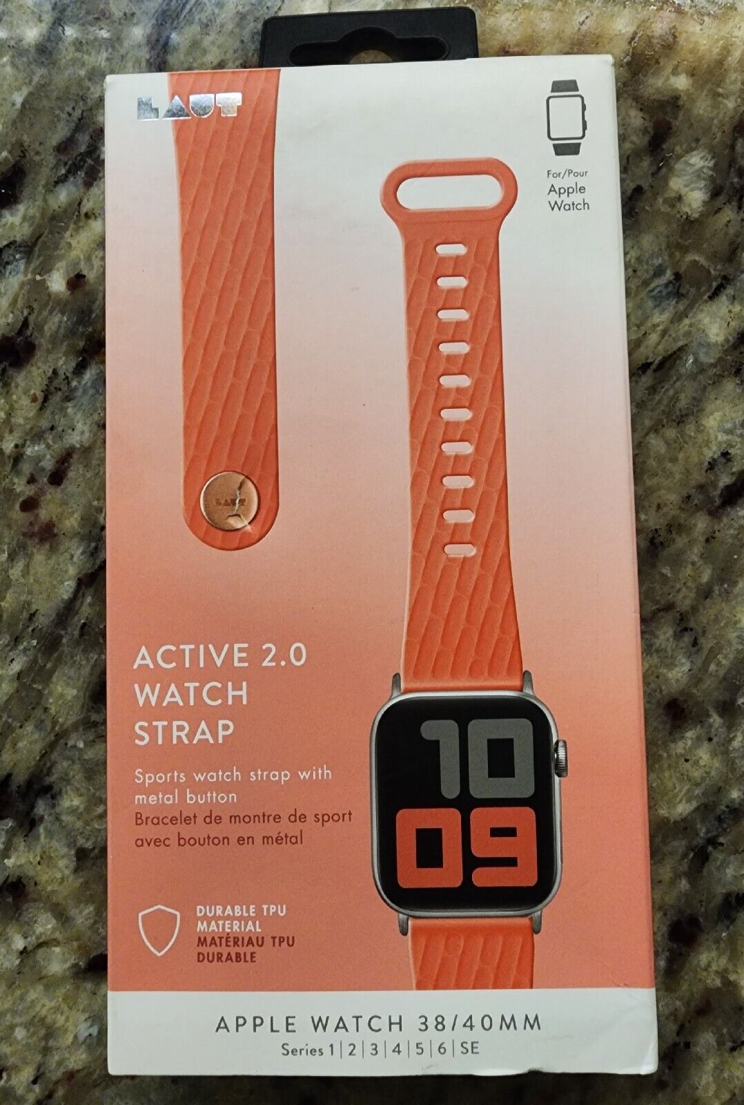 Laut | Active Watch Strap For Apple Watch Series 1/2/3/4 | Durable Construction | Wipe Clean Tpu Material | Stainless Steel Hardware (38mm / 40mm • Coral)