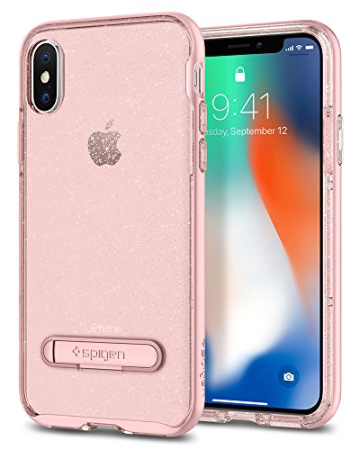 Spigen Crystal Hybrid Glitter Iphone A Case With Flexible Inner Casing And Reinforced Hard Bumper Frame For Iphone A (2017) Rose Quartz