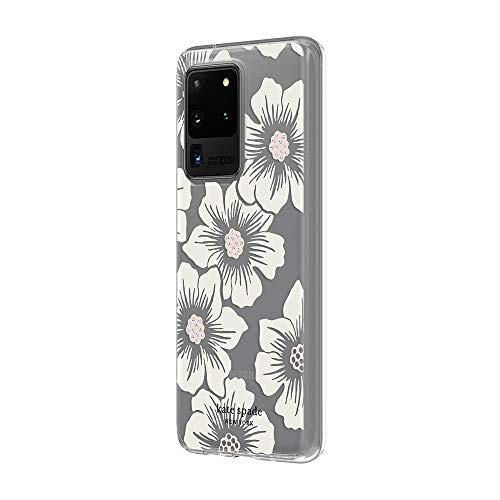 Kate Spade New York Protective Hardshell Case (1-Pc Comold) For Samsung Large Hollyhock Floral Clear/Cream With Stones