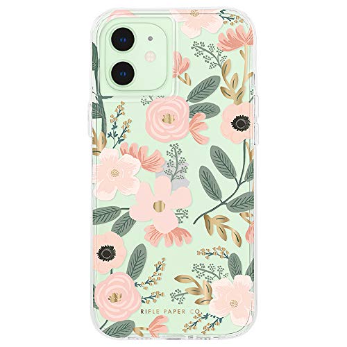 Rifle Paper Co Case For Iphone 12 Mini (5g) 10 Ft Drop Protection Gold Foil Elements 5.4 Inch Wild Flowers