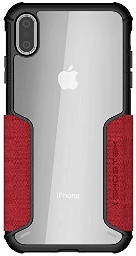 Ghostek Exec Leather Flip Card Holder Phone Case Designed For Iphone Xs Max 2018 (6.5 Inch) Red