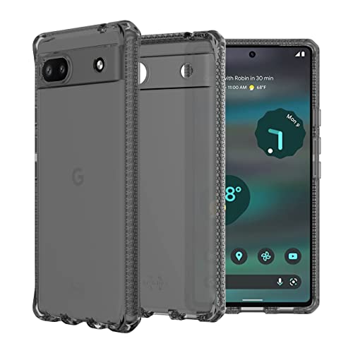 Itskins Spectrum R Clear Protective Phone Case Compatible With Google Pixel 6a, Slim Hybrid Case, Anti-Yellowing, And Heavy Duty Shockproof Cover, Military Phone Case | Smoke