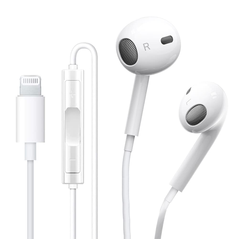 Apple Earpods In-Ear Earbuds With Mic And Remote Earbud Headphones White With Lightning To 3.5 Mm Headphone Jack Adapter (Renewed)