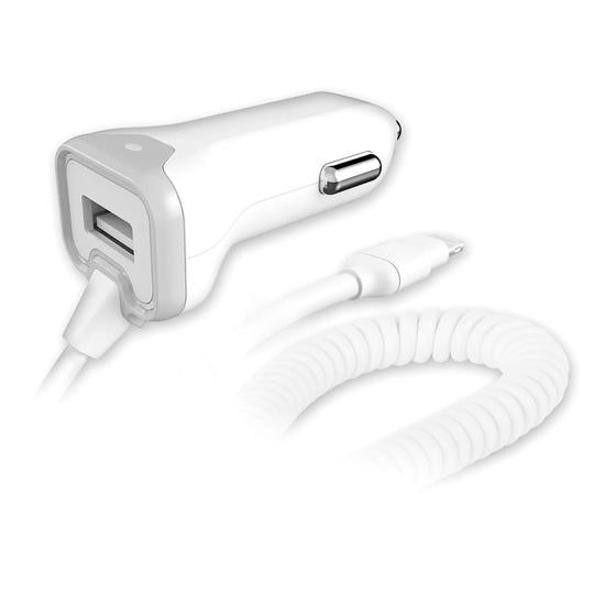 Qmadix Vehicle Power Charger With Auxiliary Usb Port For Lightning Device