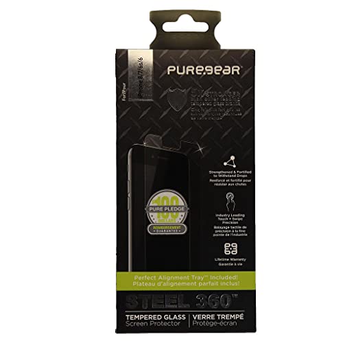 Puregear Steel 360 Tempered Glass W/Perfect Alignment Tray + Pure Pledge Program For Apple Iphone 8/7/6s/6