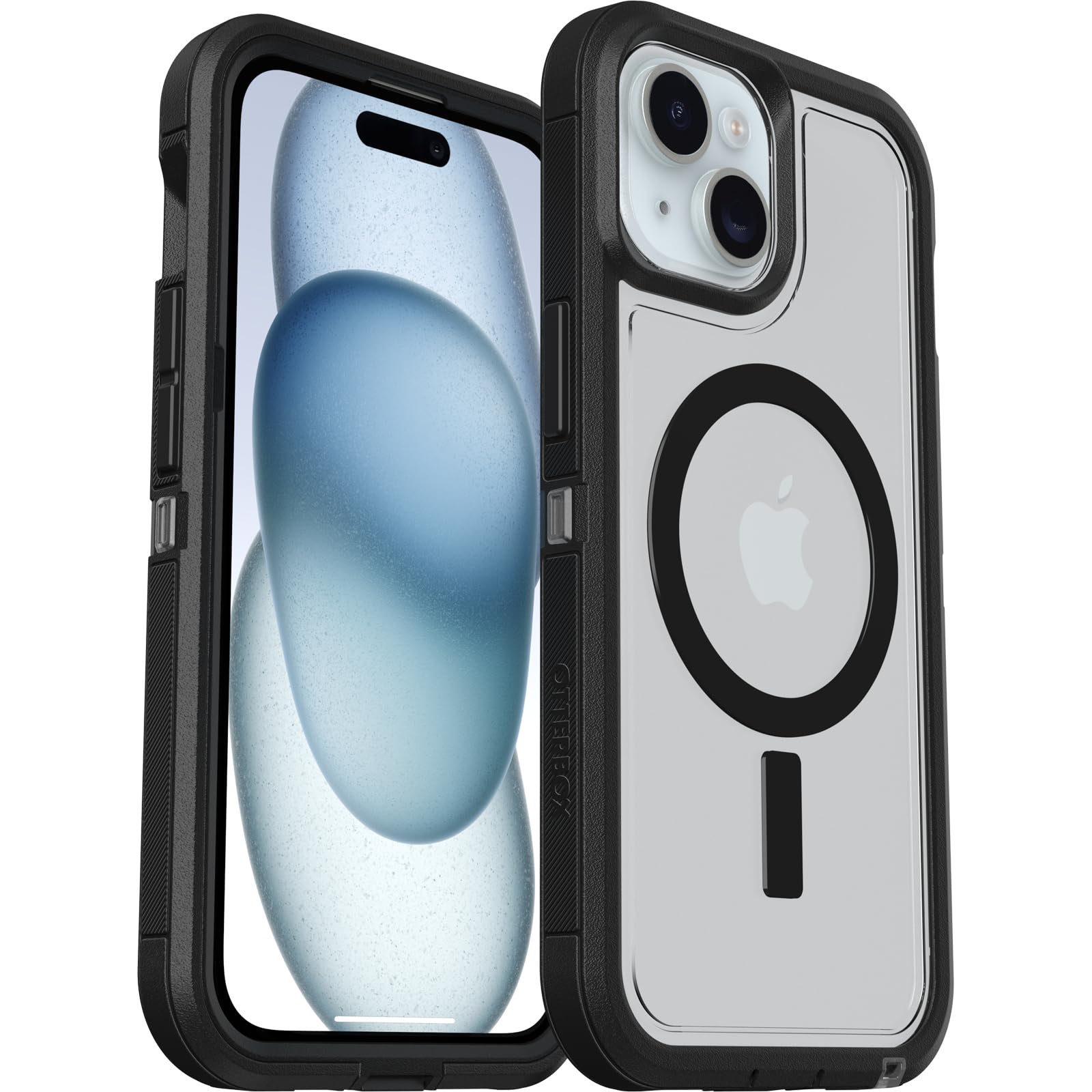 Otterbox Iphone 15, Iphone 14, And Iphone 13 Defender Series Xt Clear Case Dark Side (Black/Clear), Screenless, Rugged , Snaps To Magsafe, Lanyard Attachment (Ships In Polybag)