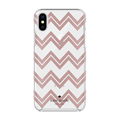 Kate Spade New York Apple Iphone X Protective Hardshell Case Clear With Pink Glitter Chevron