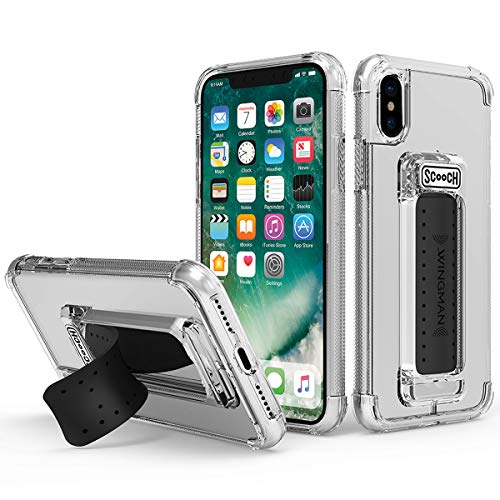 Scooch Wingman Kickstand Case For Iphone X/Xs Case [10 Ft Drop Protection] [Two-Way Stand] Protective Phone Cover, Compatible With Magnetic Car Mounts (Clear)