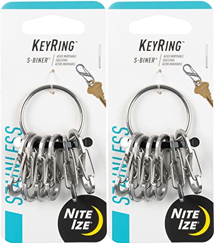 Nite Ize Key Ring 1.1" Dia. Stainless Steel Carded 2 Pack