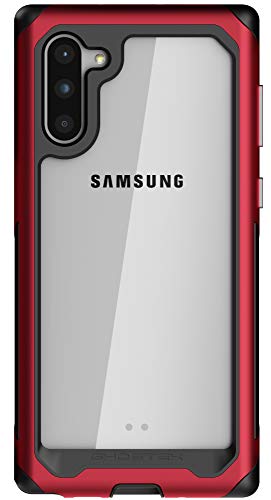 Ghostek Atomic Slim Galaxy Note 10 Clear Case With Super Space Metal Bumper Design Military Grade Aluminum Heavy Duty Protection Wireless Charging Compatible 2019 Galaxy Note10 5g (6.3 Inch) (Red)