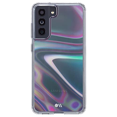 Case-Mate Samsung Galaxy S21 Fe Case Soap Bubble With 10ft Drop Protection & Wireless Charging Luxury Bling Glitter Case For S21 Fe 5g Iridescent Swirl Effect With Anti Scratch Technology