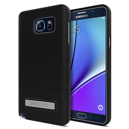 Seidio Surface With Metal Kickstand Case (Black) For The Galaxy Note 5 [Slim & Sleek]