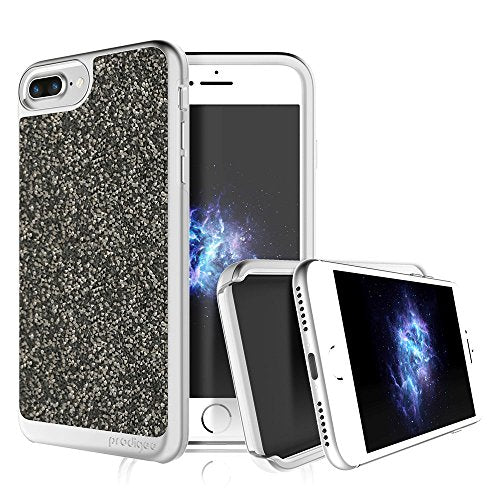 Prodigee [Fancee] Silver For Iphone 8 Plus (2017) 5.5" & Iphone 7 Plus (2016) 5.5" Cell Phone Case W/Dazzling Sparkle Glitter Back