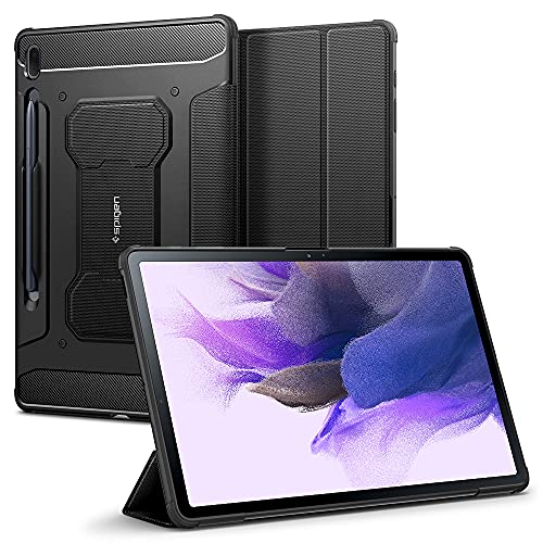 Spigen Rugged Armor Pro Designed For Galaxy Tab S7 Fe 12.4" 2021 Case With S Pen Holder (2021) Black