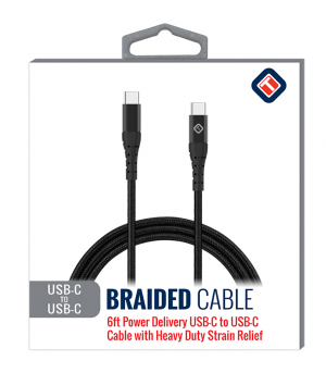 Tekya 72 Inch (6ft) Usb-C To Usb-C 3.0 Braided Cable Black