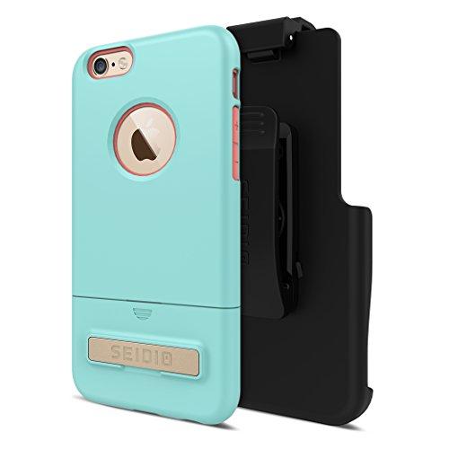 Seidio Surface With Metal Kickstand Case & Belt-Clip Holster For Iphone 6/6s Mint/Blue