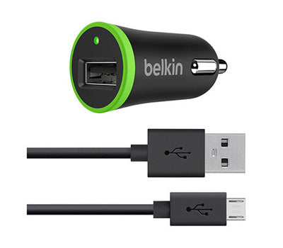 Belkin Universal 2.4a Car Charger With 4 Micro-Usb Chargesync Cable Black