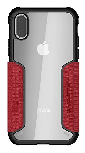 Ghostek Exec Leather Flip Card Holder Phone Case Designed For Iphone Xs 2018 (5.8 Inch) (Red)