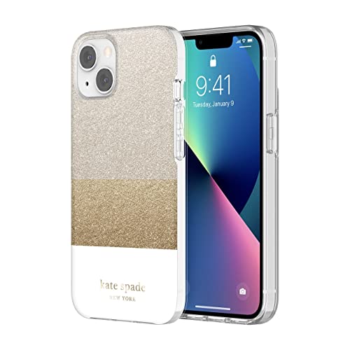 Kate Spade New York Protective Hardshell Case For Iphone 13 Glitter Block White