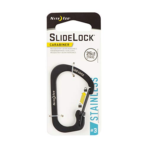 Nite Ize Slidelock Carabiner Stainless Steel, Size #3, Black