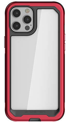 Ghostek Atomic Slim Designed For Iphone 12 Pro Max Case With Protective Metal Bumper Made Of Super Tough Lightweight Military Grade Aluminum Alloy, Iphone 12 Pro Max 5g (6.7 Inch) (Red)